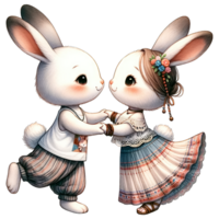 ai généré aquarelle mignonne charmant couple lapin clipart ai génératuve png
