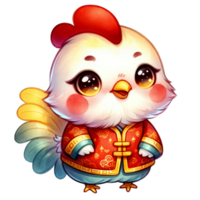 ai généré aquarelle illustration de coq chinois zodiaque ai génératif png