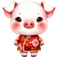 ai generiert Aquarell Illustration von Schwein Chinesisch Tierkreis ai generativ png