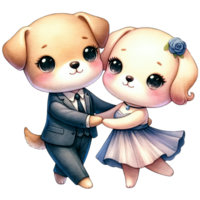 AI generated Watercolor Cute Lovely Couple Dog Clipart AI Generative png