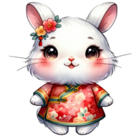 AI generated Watercolor Illustration of Rabbit Chinese Zodiac AI Generative png