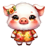 AI generated Watercolor Illustration of Pig Chinese Zodiac AI Generative png