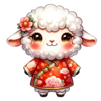 ai généré aquarelle illustration de mouton chinois zodiaque ai génératif png