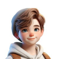 AI generated 3d render illustration of cute boy AI Generative png