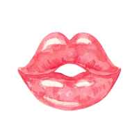 Red lips in watercolor style. Hand drawn illustration isolated on transparent background png