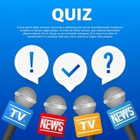 Quiz logo with speech bubble symbols, concept of questionnaire show sing, quiz button. vector