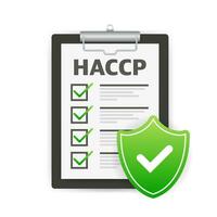 HACCP. Hazard Analysis Critical Control Points icon with award or checkmark vector