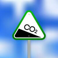 Co 2 emissions in flat style on green background. Simple vector illustration. Vector flat illustration.