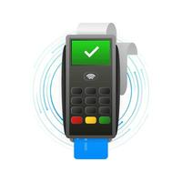 POS Terminal on a white background. Approved terminal operation vector