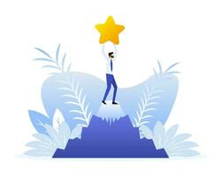 Character Giving Five Star Feedback abstract concept. Vector cartoon character illustration. Winner concept