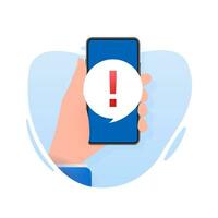 Error smartphone vector icon. Message notification icon. Vector illustration.