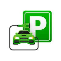 Isolated Parking Sign - Green roadsign with letter P isolated on white background vector