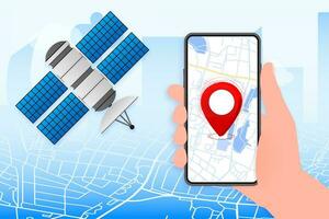 Artificial satellites gps. Communication, navigation concept. Vector illustration.