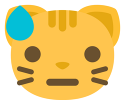 emoji gato cara sudor vector