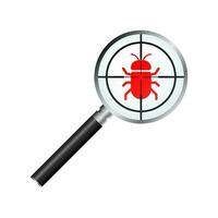 Virus loupe. Searching virus. Microbe icon. Cyber secure. vector