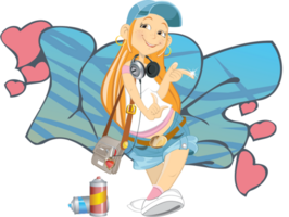 Graffiti bomber girl character vector