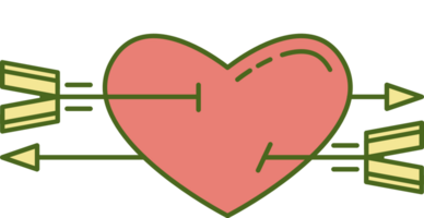 Cure heart with arrow vector