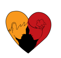 Heart loving man and woman vector