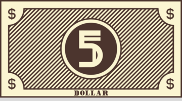 5 5 dólar cuenta retro vector