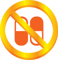 No drugs sign gold capsule vector