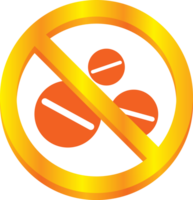 No drugs sign gold pills vector