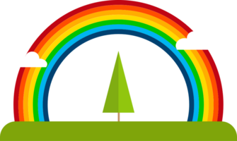 Rainbow on island vector