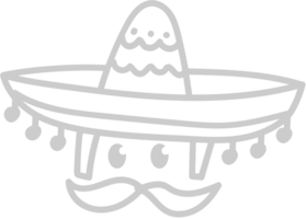 sombrero con Bigote contorno vector