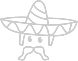 Sombrero with moustache outline vector