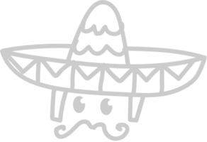 Sombrero with moustache outline vector