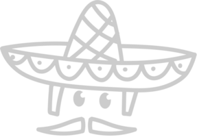 sombrero con Bigote contorno vector