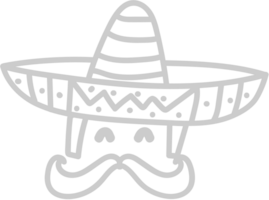 Sombrero with moustache outline vector