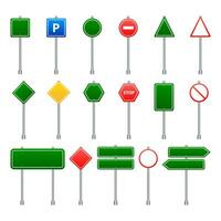 Set of road signs isolated on transparent background. Vector illustration.