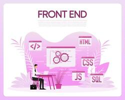 Front end. Software development. Programming code. Vector illustration.