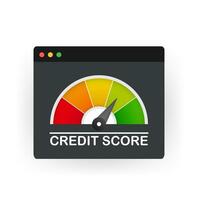 detailed illustration of a credit score meter with pointer. vector