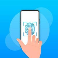 Touch ID - vector illustration. Smartphone with fingerprint isolated on a white background