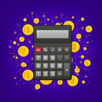 Modern cartoon illustration with calculator for web design. Financial management concept vector