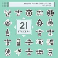 Sticker line cut Set Satellite. related to Space symbol. simple design editable. simple illustration vector