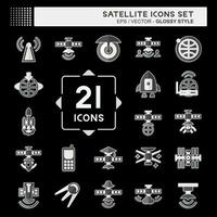 Icon Set Satellite. related to Space symbol. glossy style. simple design editable. simple illustration vector