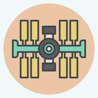 Icon Space Station. related to Satellite symbol. color mate style. simple design editable. simple illustration vector