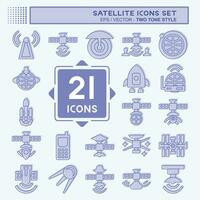 Icon Set Satellite. related to Space symbol. two tone style. simple design editable. simple illustration vector