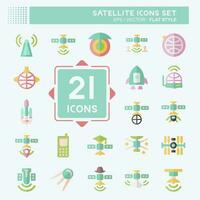 Icon Set Satellite. related to Space symbol. flat style. simple design editable. simple illustration vector