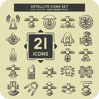 Icon Set Satellite. related to Space symbol. hand drawn style. simple design editable. simple illustration vector