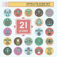 Icon Set Satellite. related to Space symbol. color mate style. simple design editable. simple illustration vector