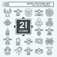 Icon Set Satellite. related to Space symbol. line style. simple design editable. simple illustration vector