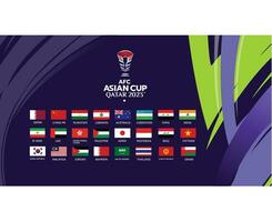 afc asiático taza Katar 2023 banderas Asia fútbol americano logo diseño vector