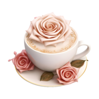 ai generado crema en un taza con flores en transparente antecedentes - ai generado png