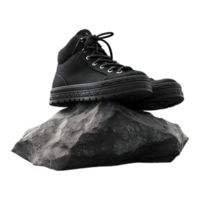 AI generated Black Shoes on Rock on Transparent background - Ai Generated png