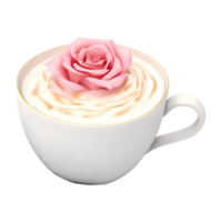 ai generato crema nel un' tazza con fiori su trasparente sfondo - ai generato png