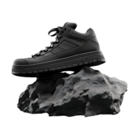 AI generated Black Shoes on Rock on Transparent background - Ai Generated png