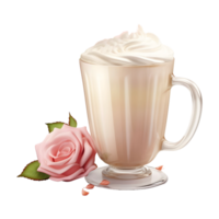 ai generado crema en un taza con flores en transparente antecedentes - ai generado png